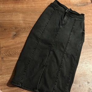 Black Free People High Waist Denim Pencil Skirt
